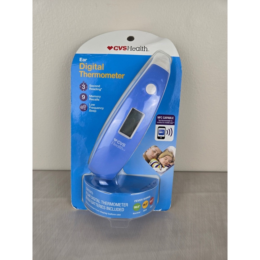 CVS Health Ear Digital Thermometer 3 Second Reading 9 Memory Recalls NFC Capable
